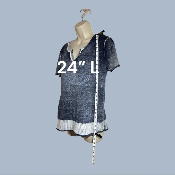 Converse One Star 100% Cotton Sweater T-Shirt Distressed Blue Size L - Picture 2 of 6